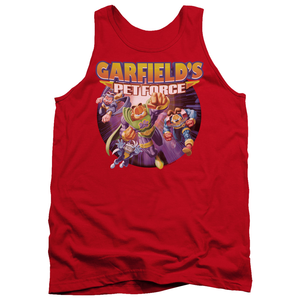 GAR440-TK-2 Garfield Pet Force Four Adult Tank Top, Red - Medium