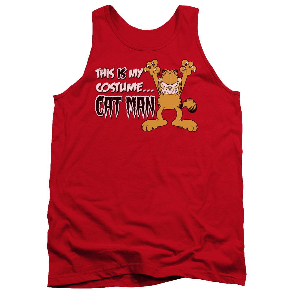 GAR302-TK-2 Garfield Cat Man Adult Tank Top, Red - Medium