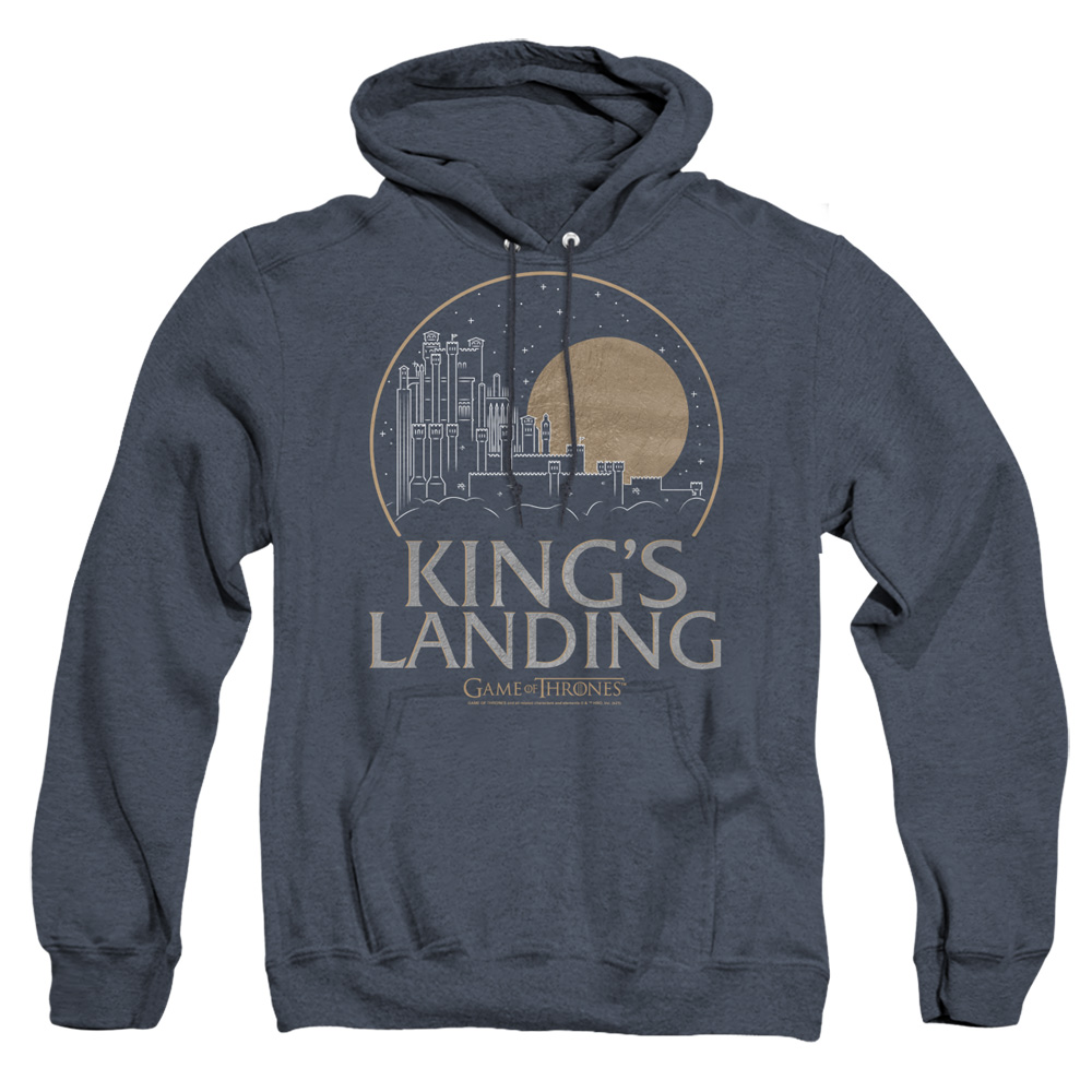 GOT123-AHH-4 Game of Thrones Kings Landing Adult Heather Hoodie, Navy - Extra Large