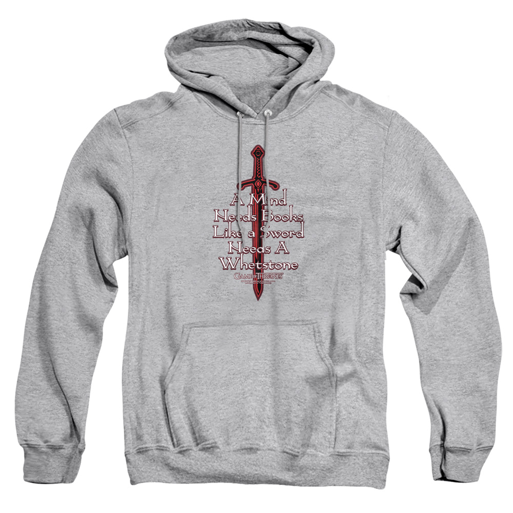 GOT131-AFTH-1 Game of Thrones The Mind Needs Books Adult Pullover Hoodie, Athletic Heather - Small