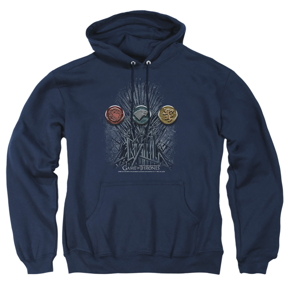 GOT143-AFTH-1 Game of Thrones for The Throne Sigils Adult Pullover Hoodie, Navy - Small