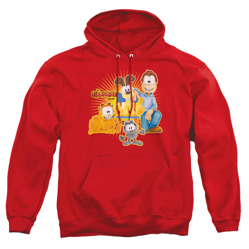 GAR452-AFTH-5 Garfield Say Cheese Adult Pullover Hoodie, Red - 2X