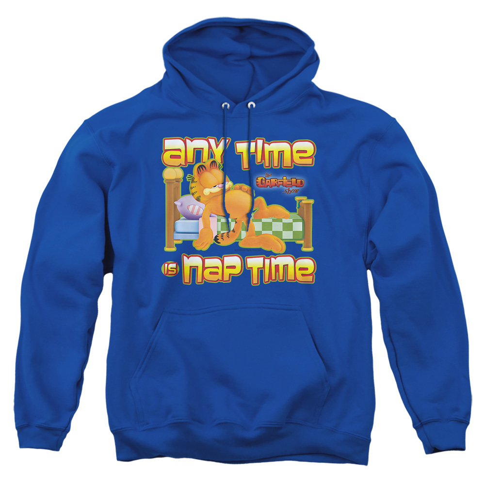 GAR455-AFTH-2 Garfield Nap Time Adult Pullover Hoodie, Royal - Medium