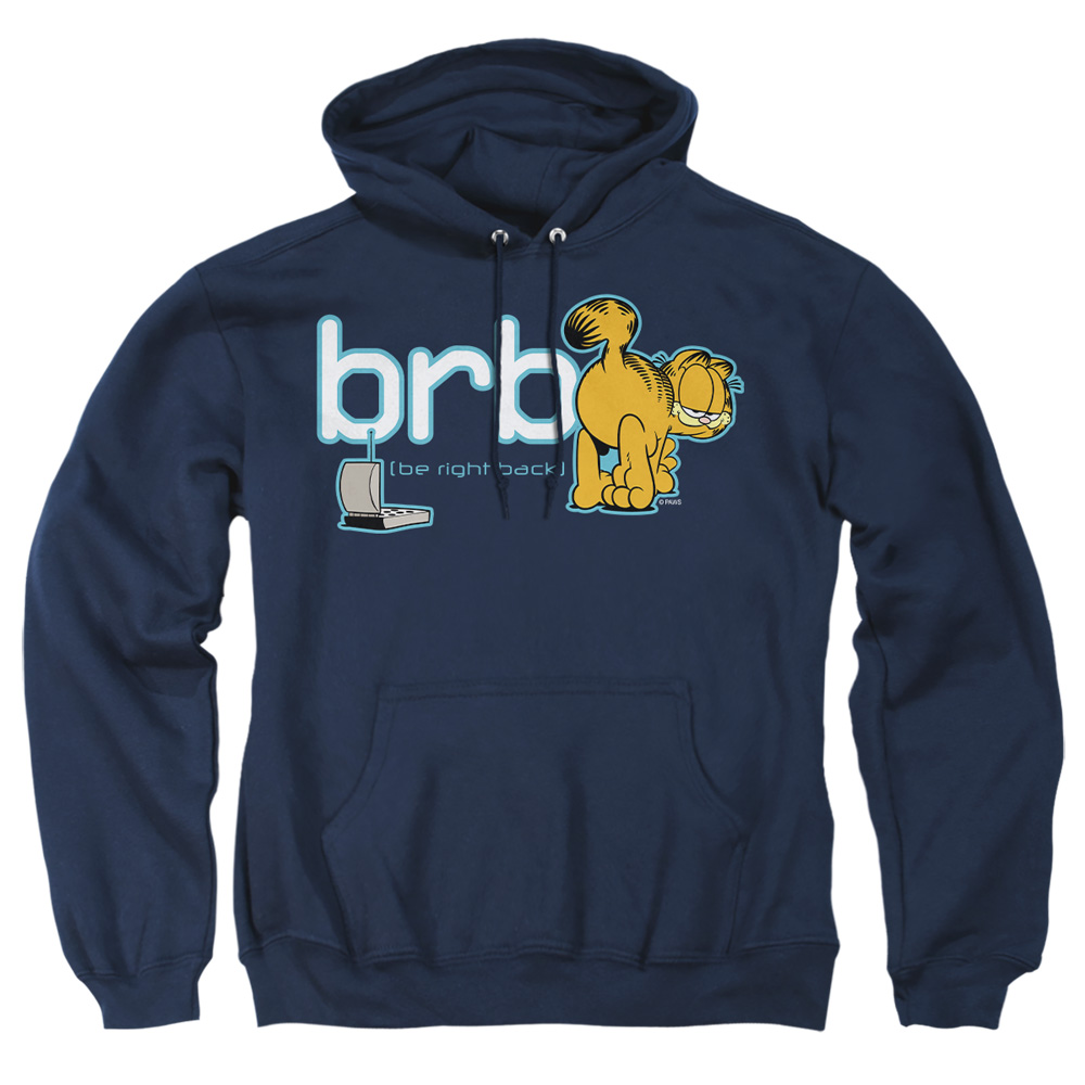 GAR374-AFTH-6 Garfield Be Right Back Adult Pullover Hoodie, Navy - 3X