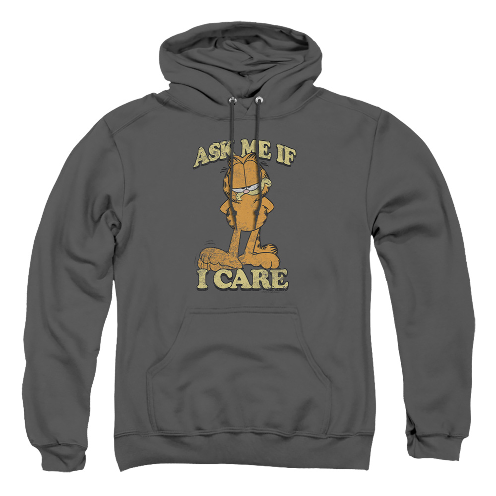 GAR491-AFTH-2 Garfield Ask Me Adult Pullover Hoodie, Charcoal - Medium