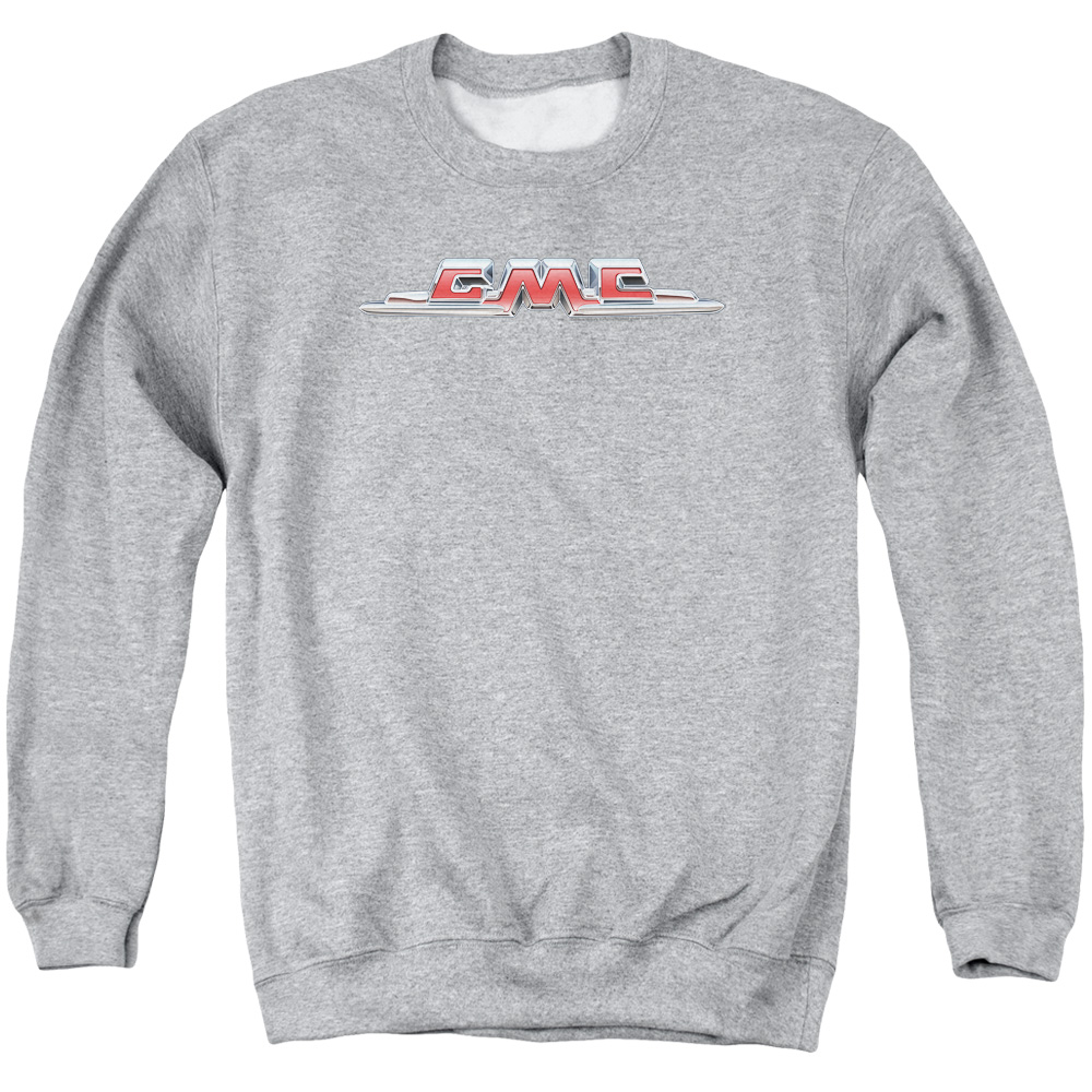 GMC100-AS-2 GMC Chrome Logo Adult Crewneck Sweatshirt, Athletic Heather - Medium