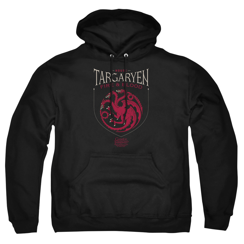 GOT164-AFTH-8 Game of Thrones House Targaryen Sigil Adult Pullover Hoodie, Black - 5X