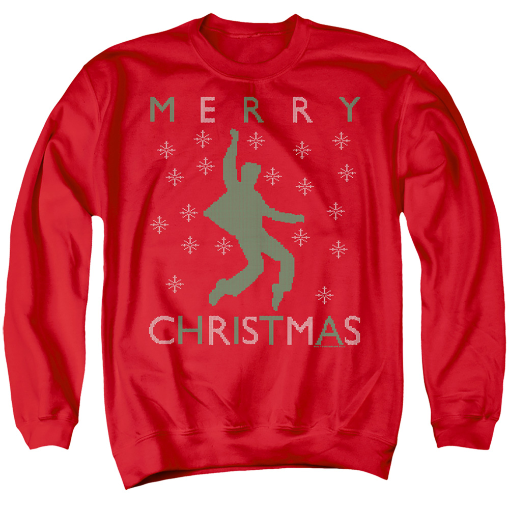 ELV1069-AS-2 Elvis Dancing Ugly Christmas Adult Crewneck Sweatshirt, Red - Medium
