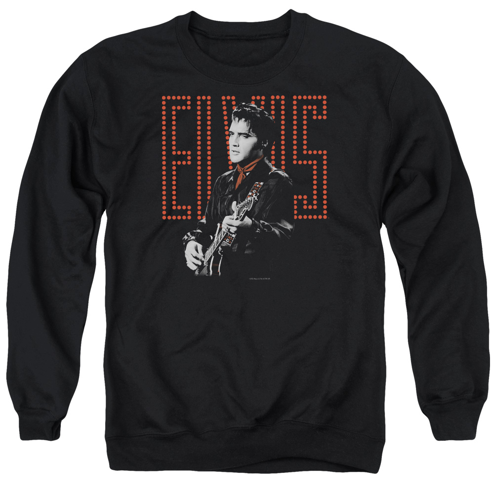ELV416-AS-6 Elvis Presley Red Guitarman Adult Crewneck Sweatshirt, Black - 3X