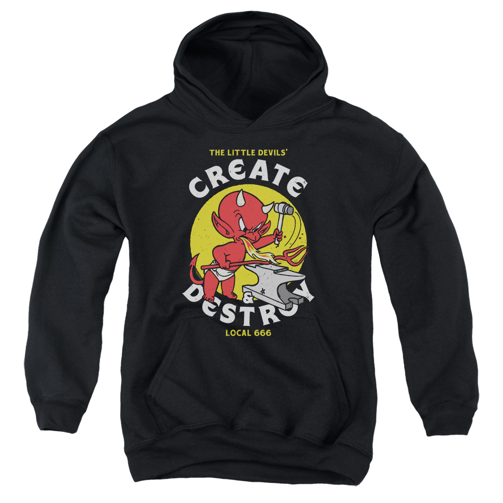 DRM344-YFTH-1 Hot Stuff Local Devils Youth Hooded Sweatshirt, Black - Small
