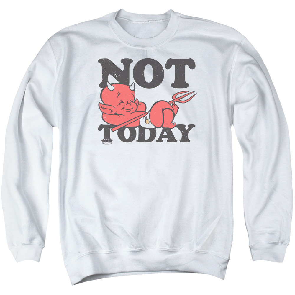 DRM345-AS-4 Hot Stuff Not Today Adult Crewneck Sweatshirt, White - Extra Large
