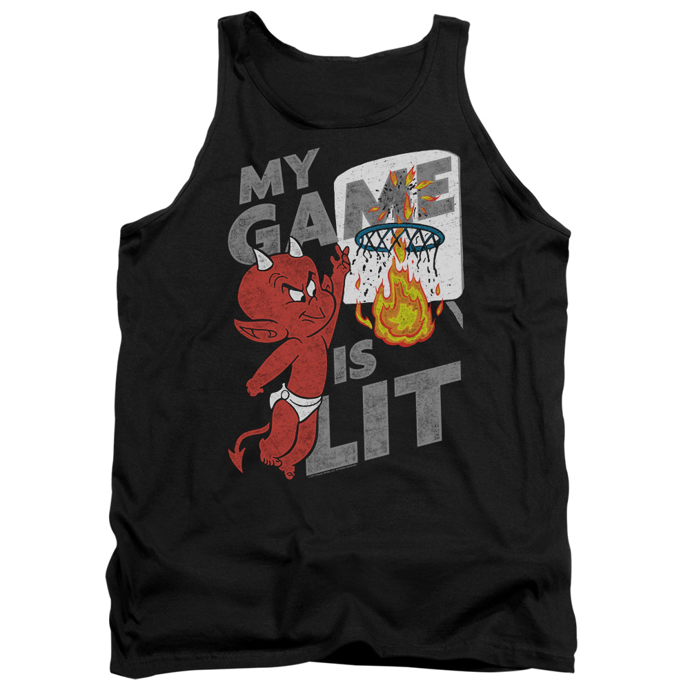 DRM346-TK-4 Hot Stuff Game Is Lit Adult Tank Top, Black - Extra Large