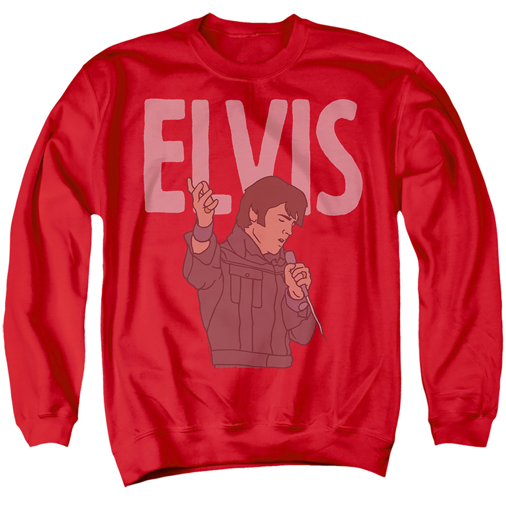 ELV1007-AS-2 Elvis 68 Special Adult Crewneck Sweatshirt, Red - Medium