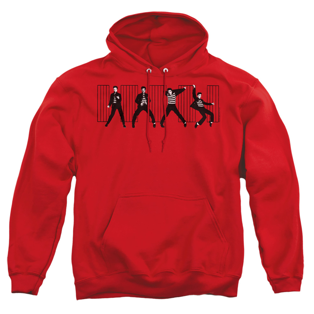ELV131-AFTH-2 Elvis Presley Jailhouse Rock Adult Pullover Hoodie, Red - Medium