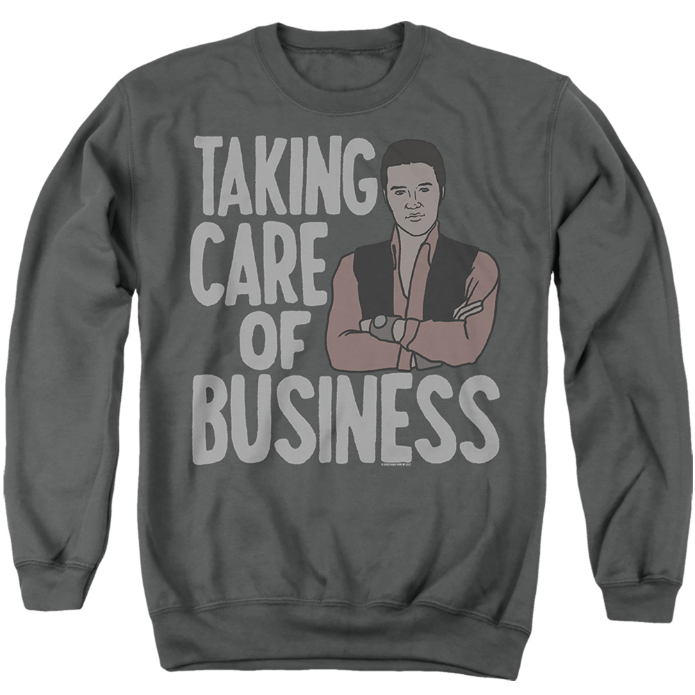 ELV1005-AS-2 Elvis TCB Adult Crewneck Sweatshirt, Charcoal - Medium