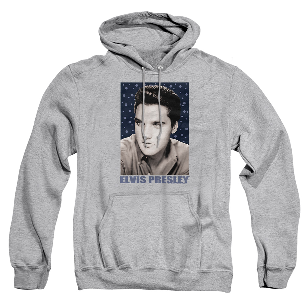 ELV206-AFTH-4 Elvis Presley Blue Sparkle Adult Pullover Hoodie, Athletic Heather - Extra Large
