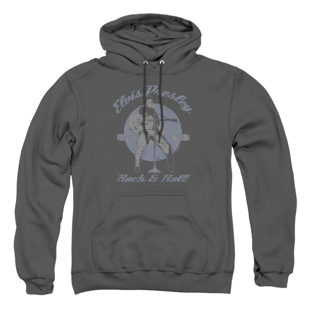 ELV212-AFTH-2 Elvis Presley Rock & Roll Adult Pullover Hoodie, Charcoal - Medium