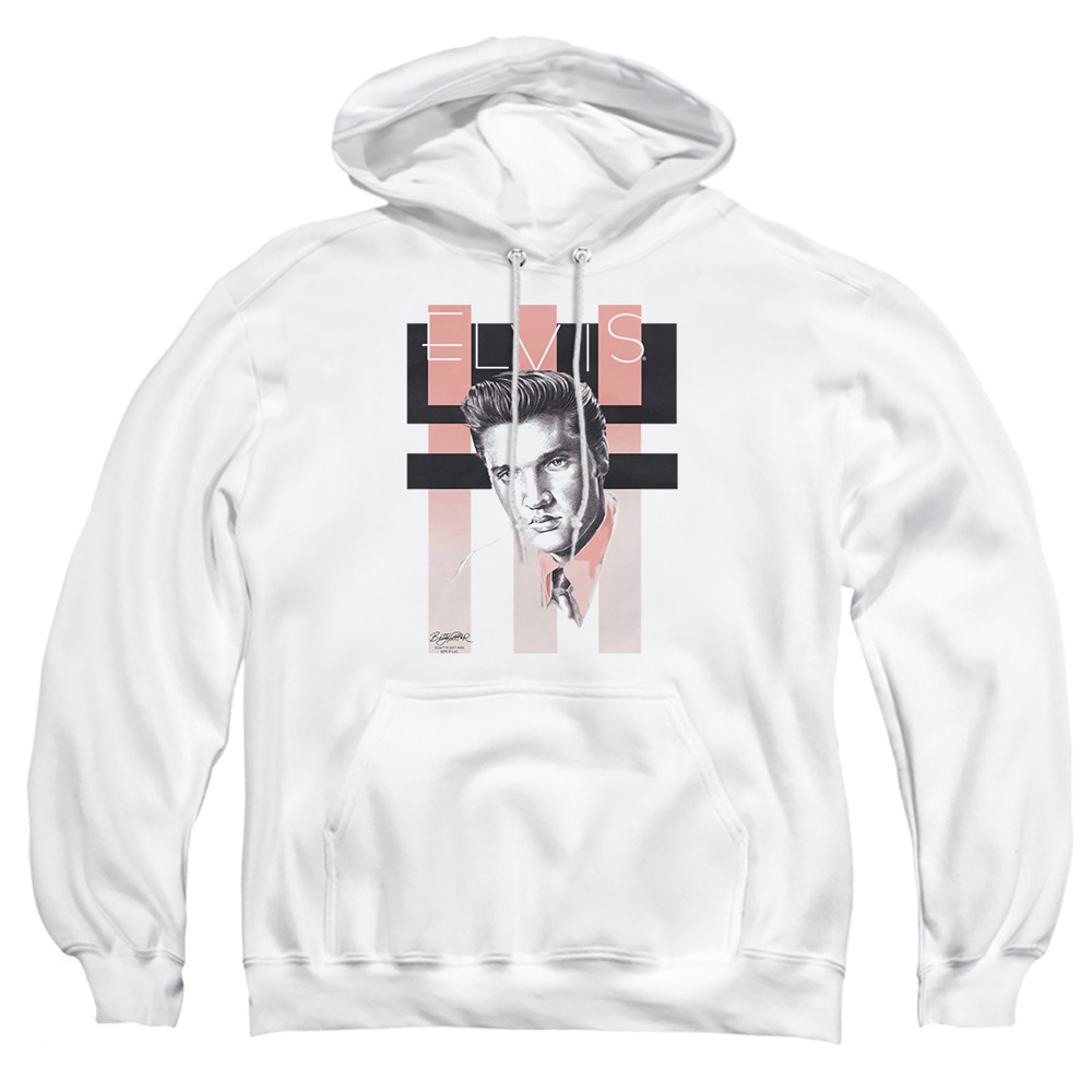 ELV591-AFTH-4 Elvis Presley Retro Adult Pullover Hoodie, White - Extra Large