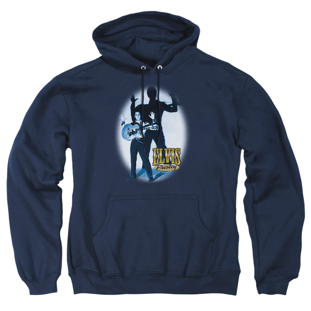 ELV576-AFTH-6 Elvis Presley Hands Up Adult Pullover Hoodie, Navy - 3X