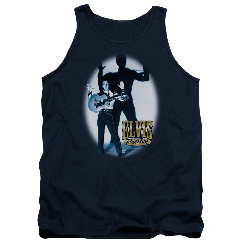 ELV576-TK-2 Elvis Presley Hands Up Adult Tank Top, Navy - Medium