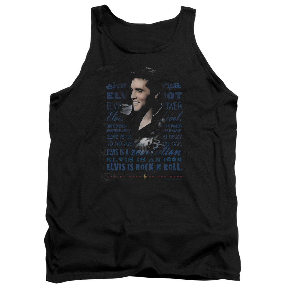 ELV658-TK-2 Elvis Presley Icon Adult Tank Top, Black - Medium