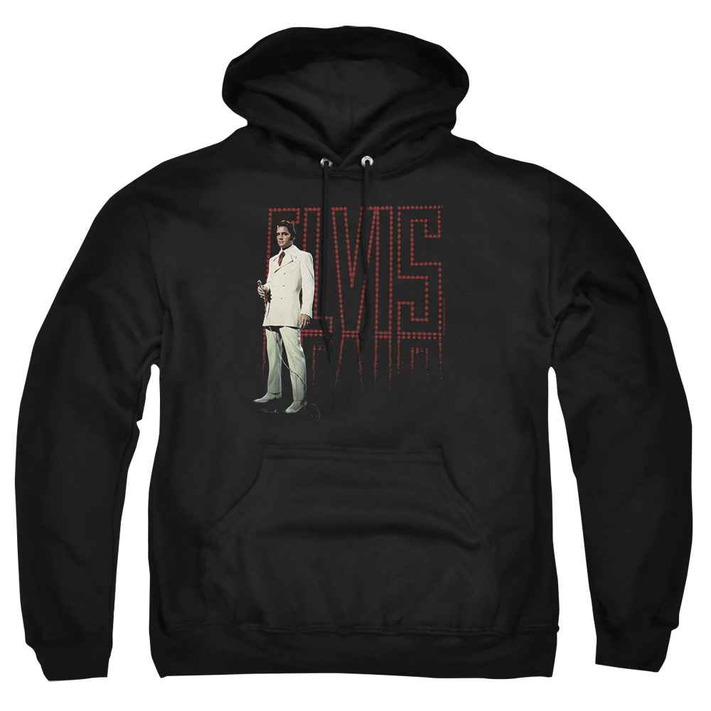 ELV608-AFTH-2 Elvis Presley White Suit Adult Pullover Hoodie, Black - Medium