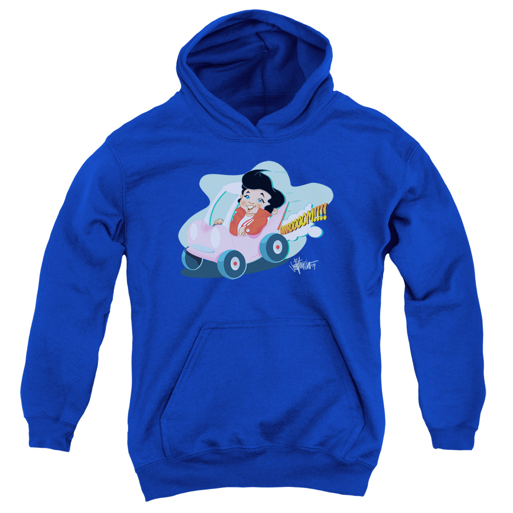 ELV681-YFTH-2 Elvis Presley Speedway Youth Hooded Sweatshirt, Royal - Medium