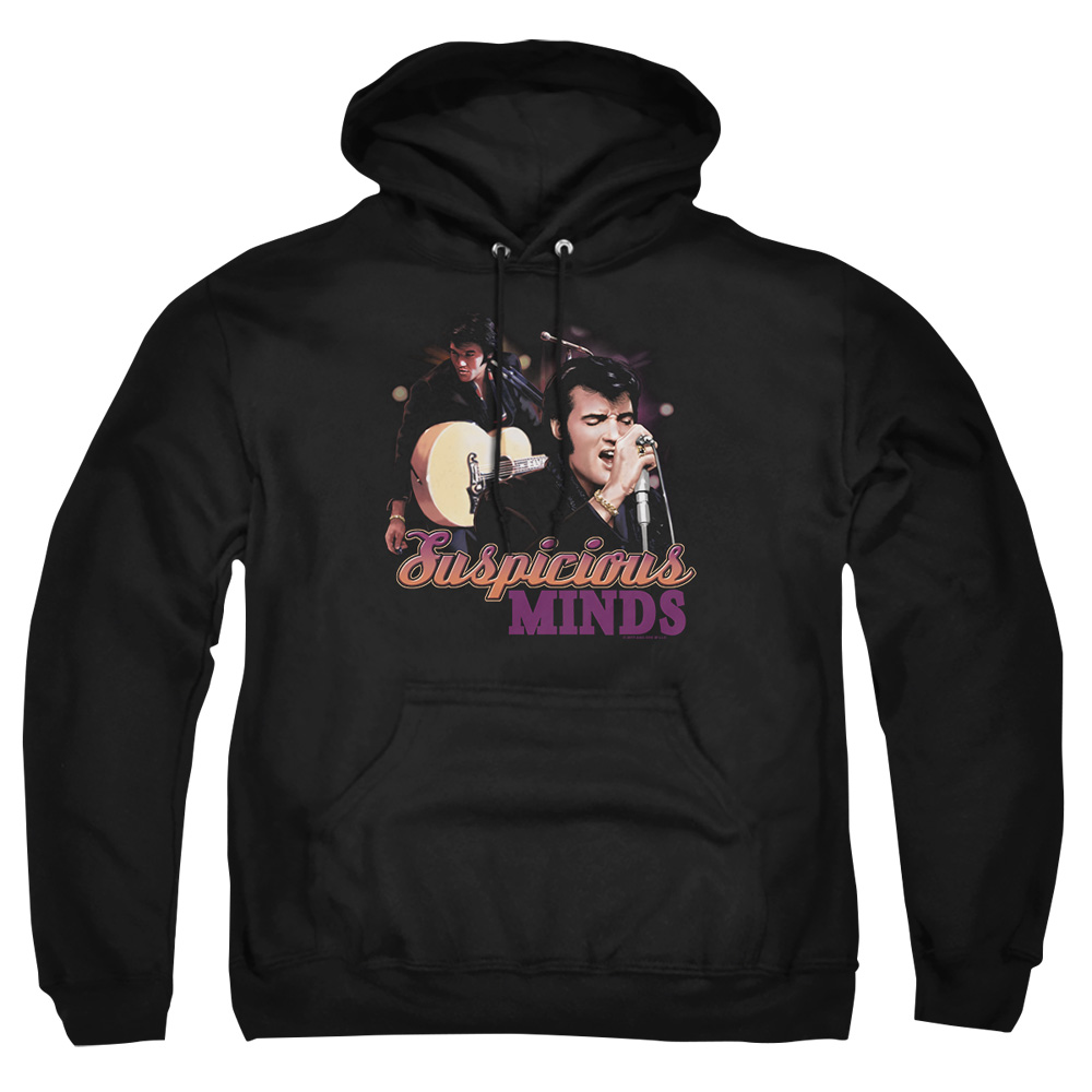 ELV695-AFTH-5 Elvis Presley Suspicious Minds Adult Pullover Hoodie, Black - 2X