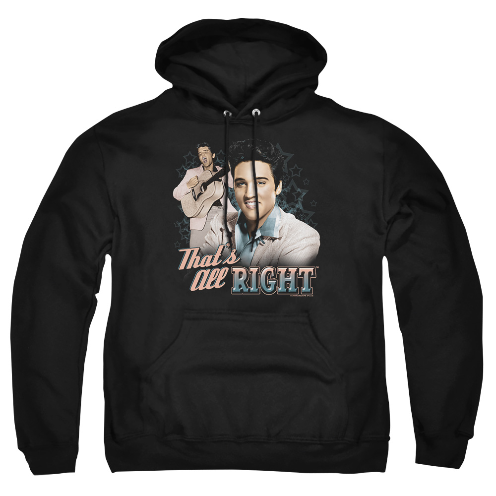 ELV703-AFTH-2 Elvis Presley Thats All Right Adult Pullover Hoodie, Black - Medium