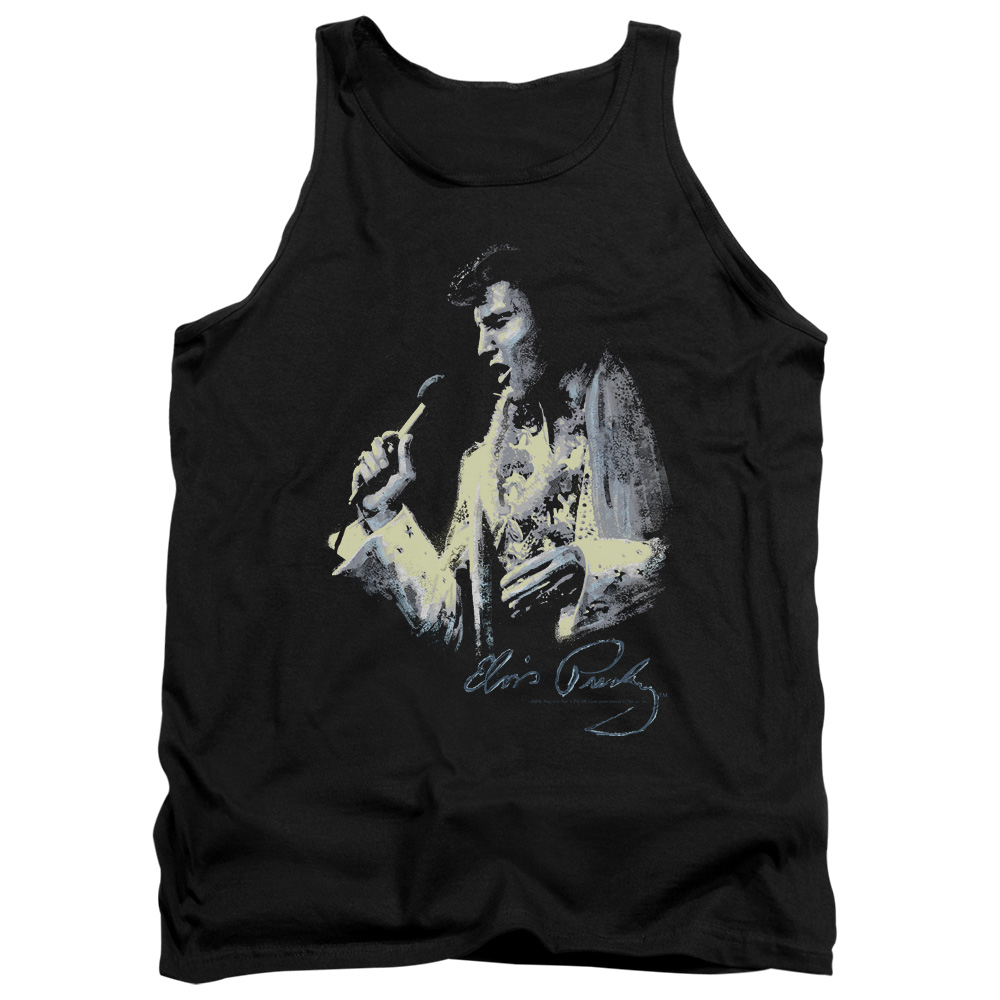 ELV772-TK-2 Elvis Presley Painted King Adult Tank Top, Black - Medium