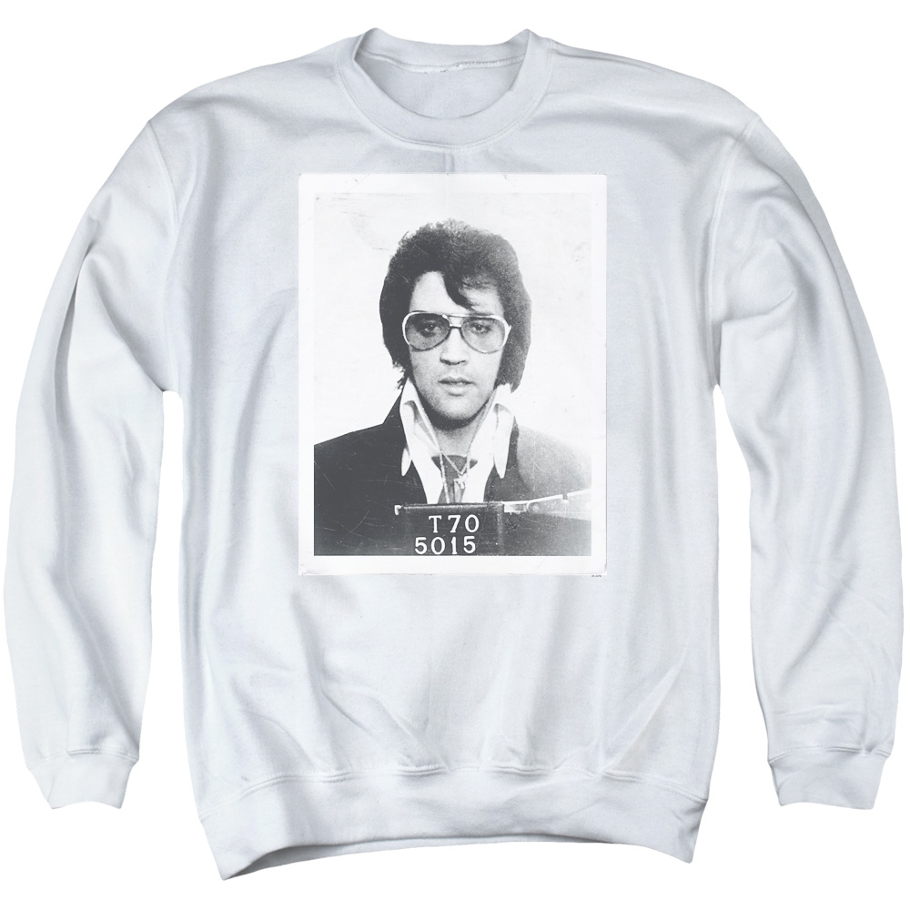 ELV778-AS-2 Elvis Presley Framed Adult Crewneck Sweatshirt, White - Medium