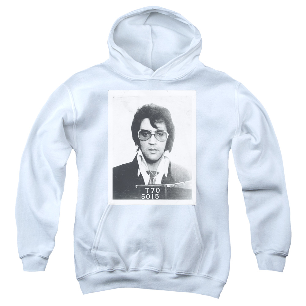 ELV778-YFTH-4 Elvis Presley Framed Youth Hooded Sweatshirt, White - Extra Large