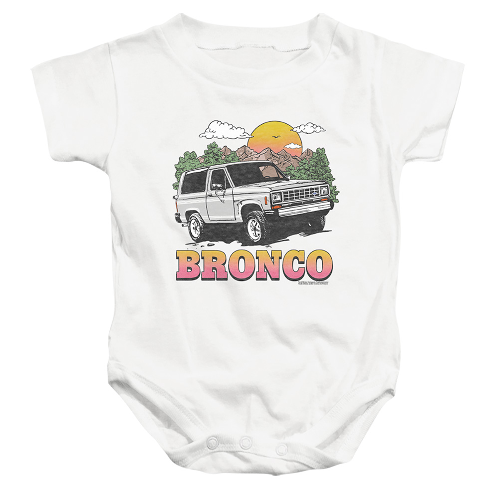 FORD10002-SS-2 Ford Bronco in the Mountains Infant Snapsuit, White - Medium - 12 Month