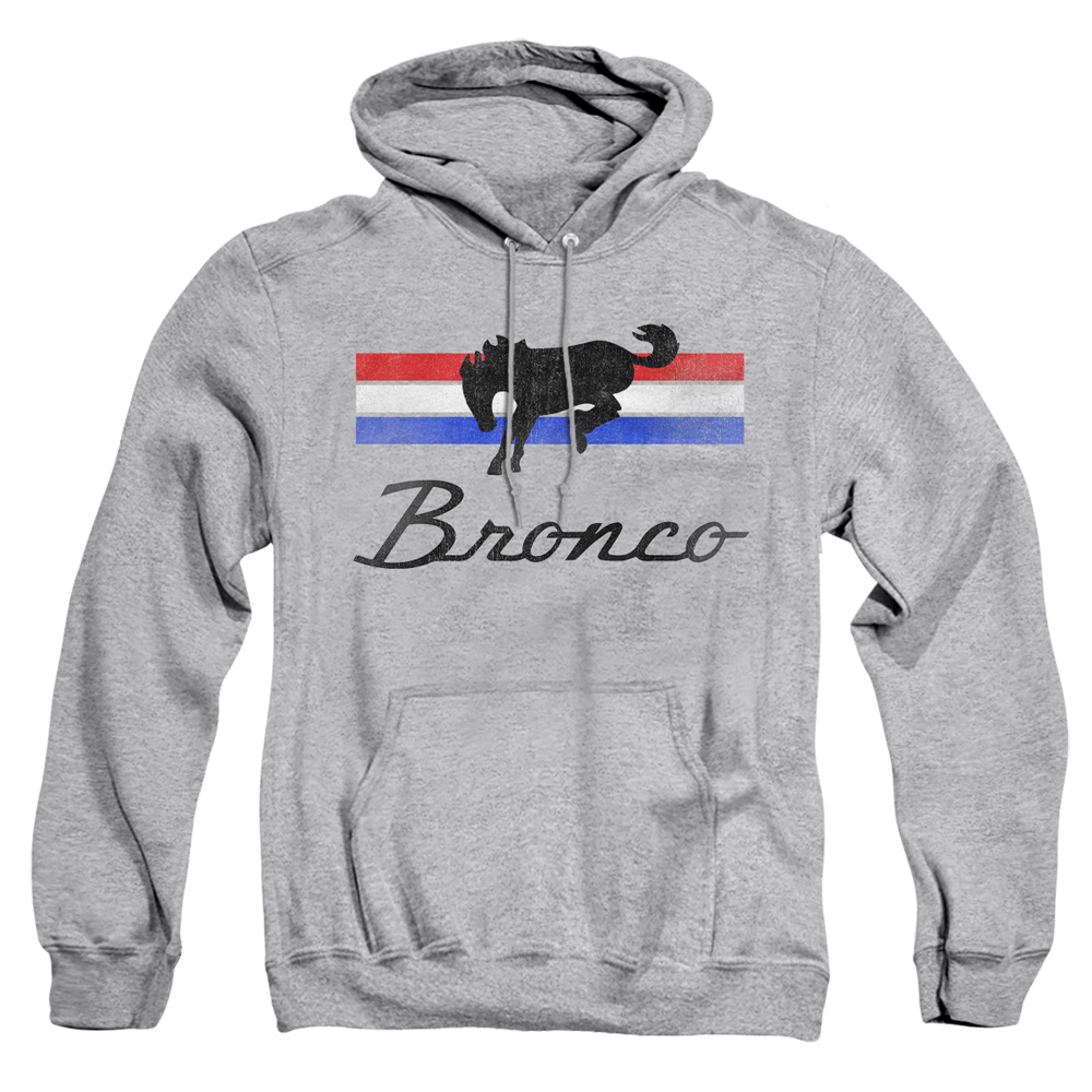 FORD100-AFTH-1 Ford Bronco Stripes Adult Pullover Hoodie, Athletic Heather - Small
