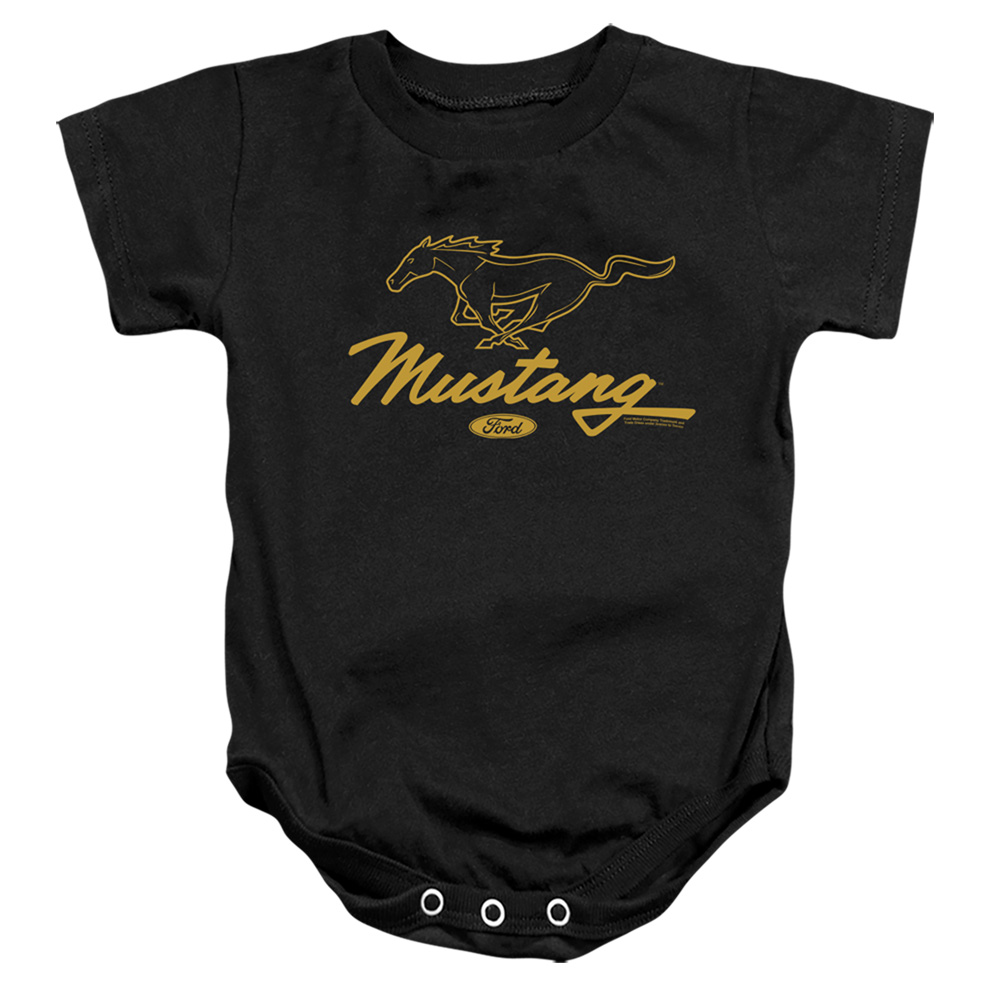 FORD151-SS-3 Ford Mustang Pony Script Infant Snapsuit, Black - Large - 18 Month