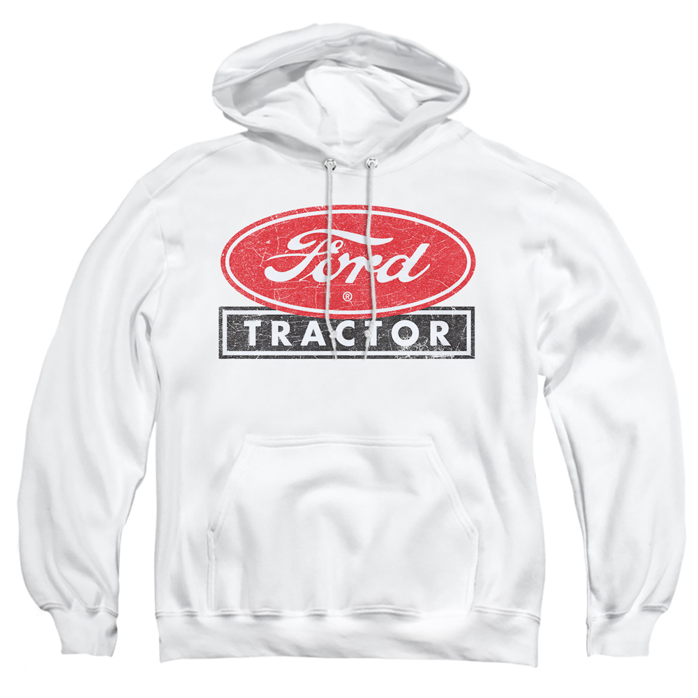 FORD164-AFTH-6 Ford Tractor Adult Pullover Hoodie, White - 3X