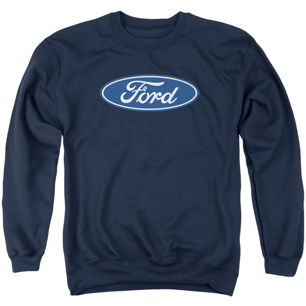 FORD189-AS-2 Ford Dimensional Logo Adult Crewneck Sweatshirt, Navy - Medium