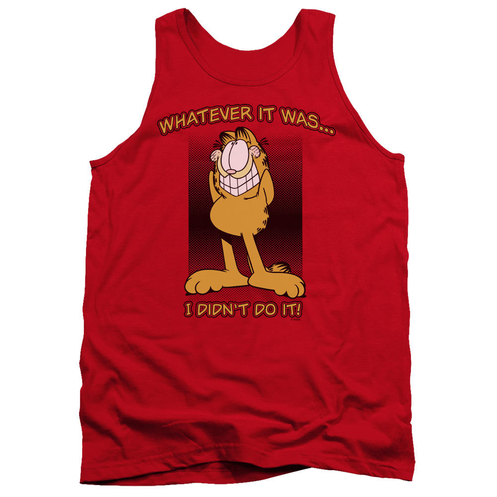 GAR203-TK-2 Garfield I Didnt Do It Adult Tank Top, Red - Medium