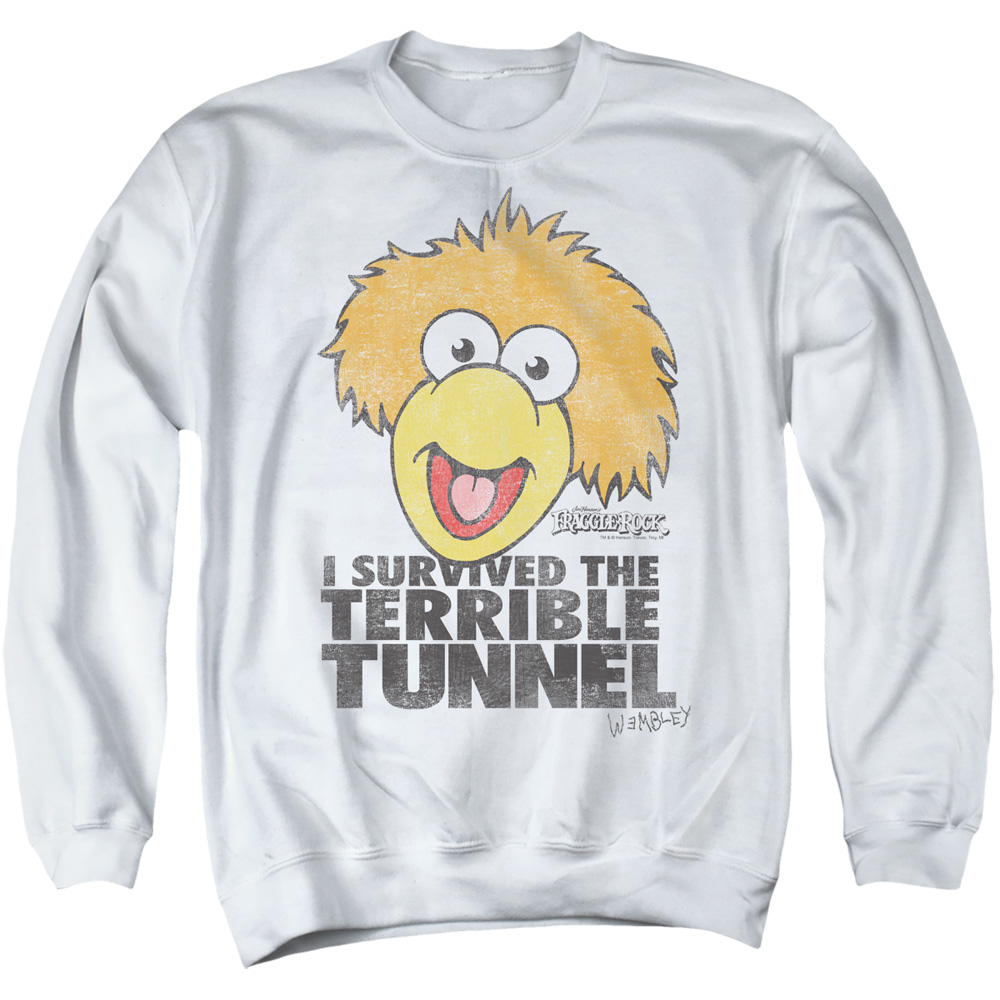 FR113-AS-2 Fraggle Rock Terrible Tunnel Adult Crewneck Sweatshirt, White - Medium