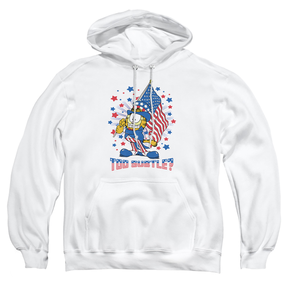 GAR484-AFTH-5 Garfield Subtle Adult Pullover Hoodie, White - 2X