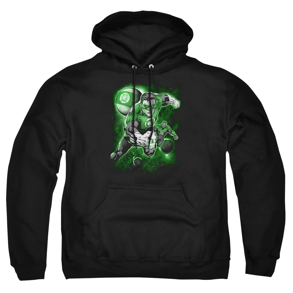 GL148-AFTH-7 Green Lantern Planet Adult Pullover Hoodie, Black - 4X