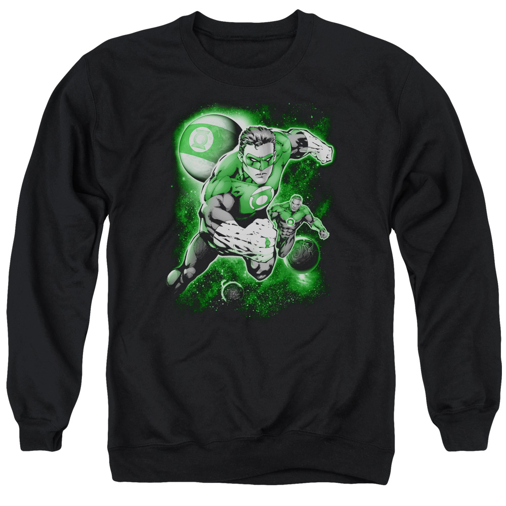 GL148-AS-2 Green Lantern Planet Adult Crewneck Sweatshirt, Black - Medium