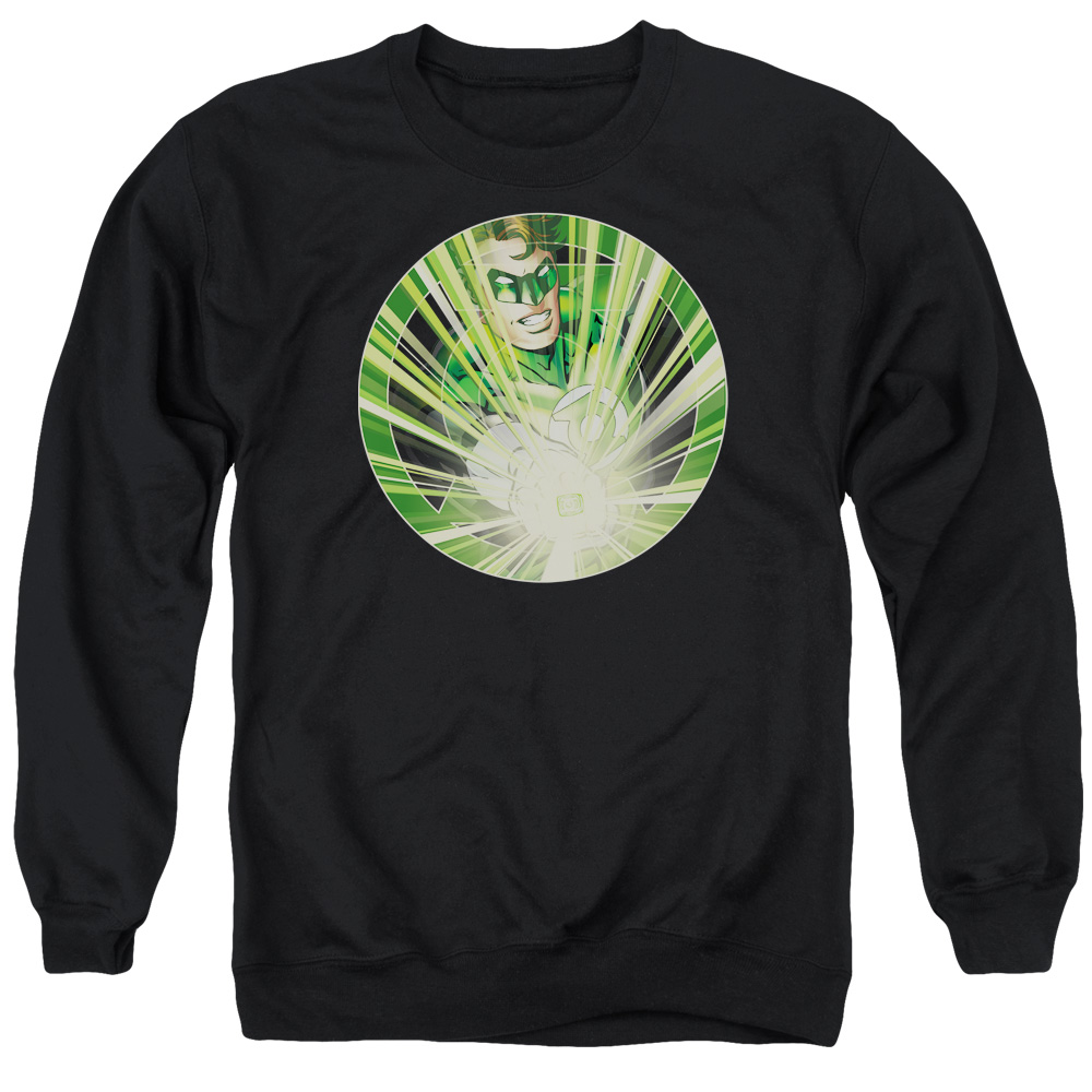 GL121-AS-2 Green Lantern Light Em Up Adult Crewneck Sweatshirt, Black - Medium