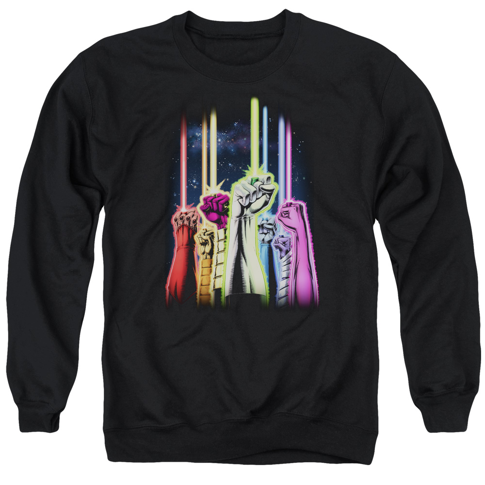 GL236-AS-2 Green Lantern Rainbow Corps Adult Crewneck Sweatshirt, Black - Medium