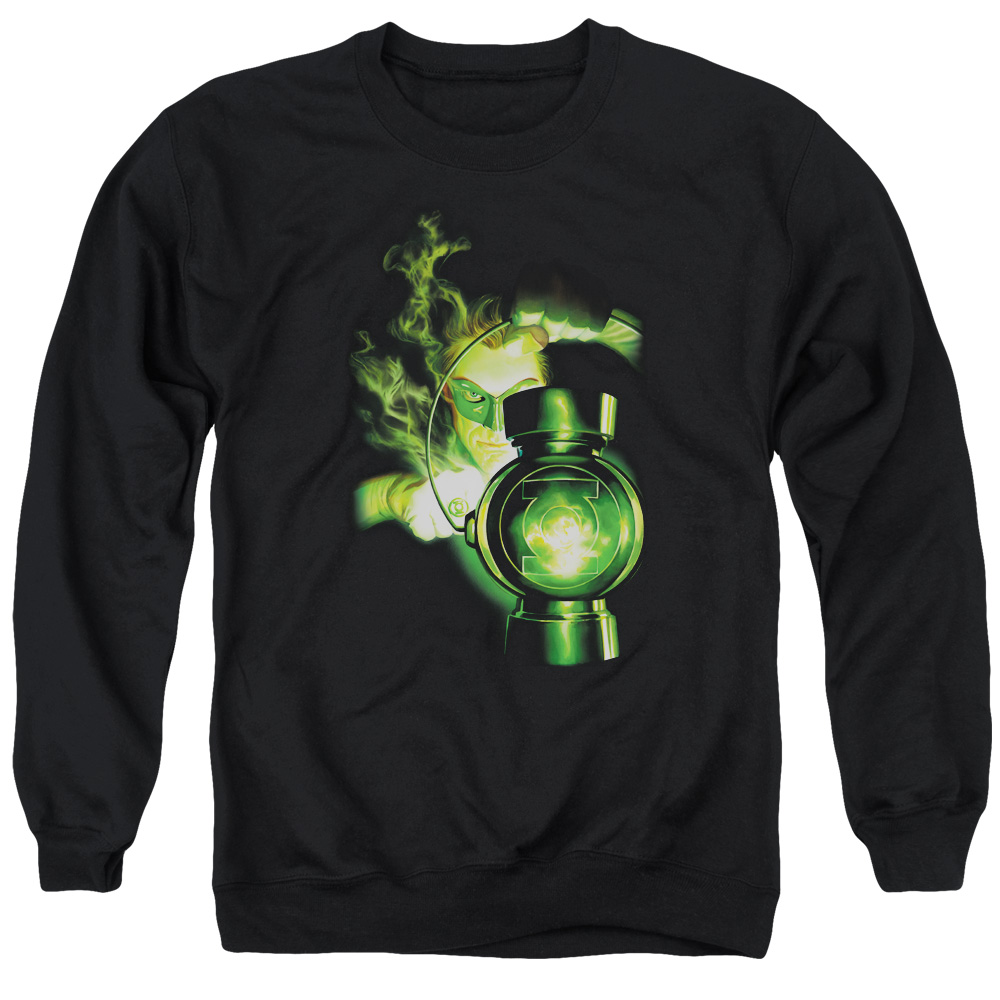 GL225-AS-4 Green Lantern Light Adult Crewneck Sweatshirt, Black - Extra Large