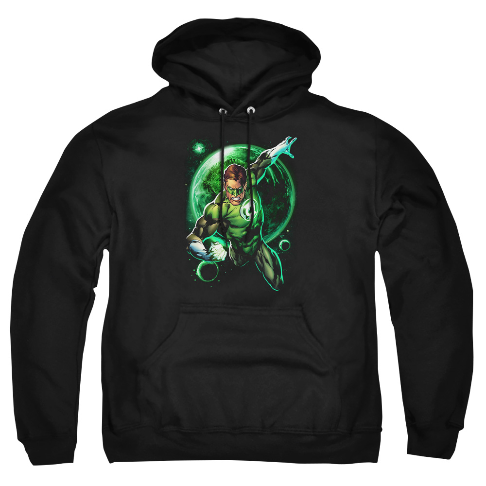 GL363-AFTH-7 Green Lantern Galaxy Glow Adult Pullover Hoodie, Black - 4X