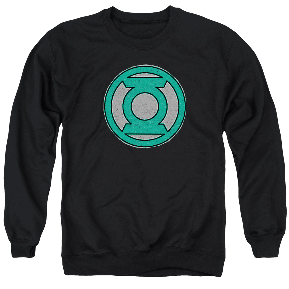 GL368B-AS-2 Green Lantern Hand Me Down Adult Crewneck Sweatshirt, Black - Medium