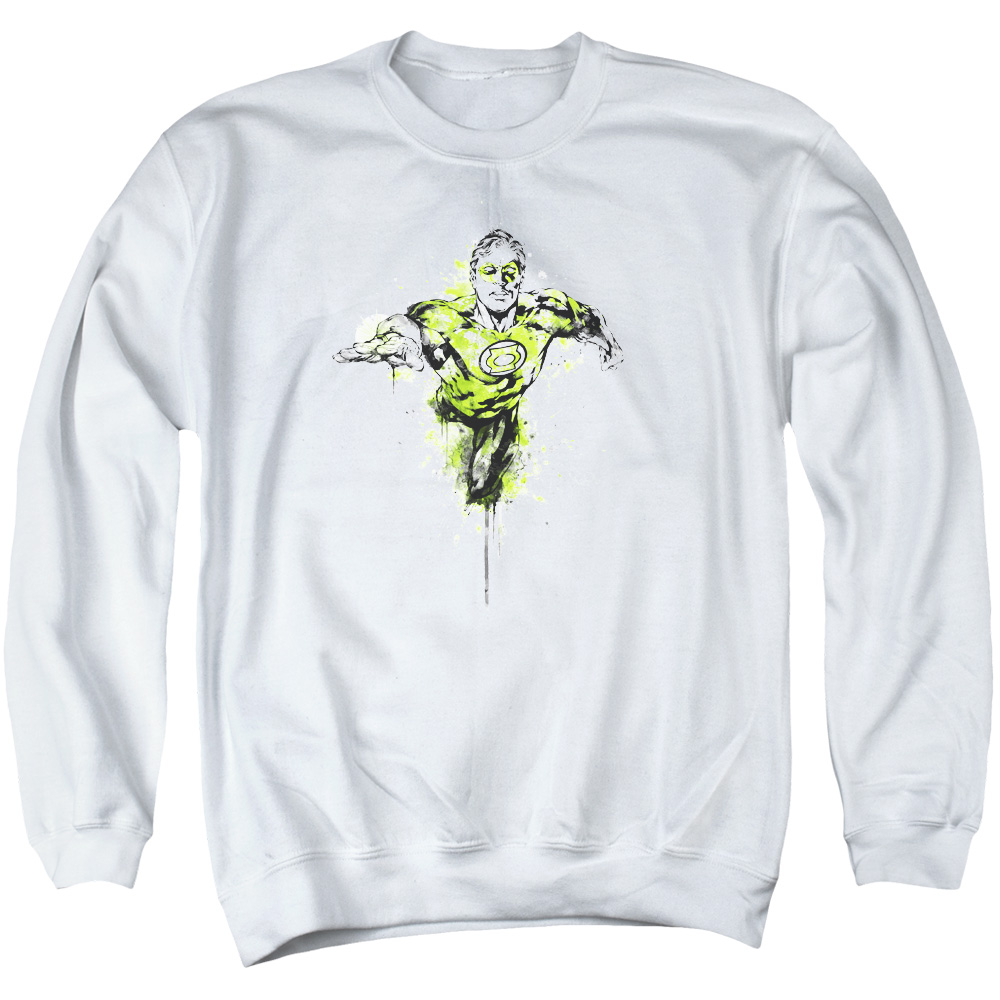 GL312-AS-2 Green Lantern Inked Adult Crewneck Sweatshirt, White - Medium