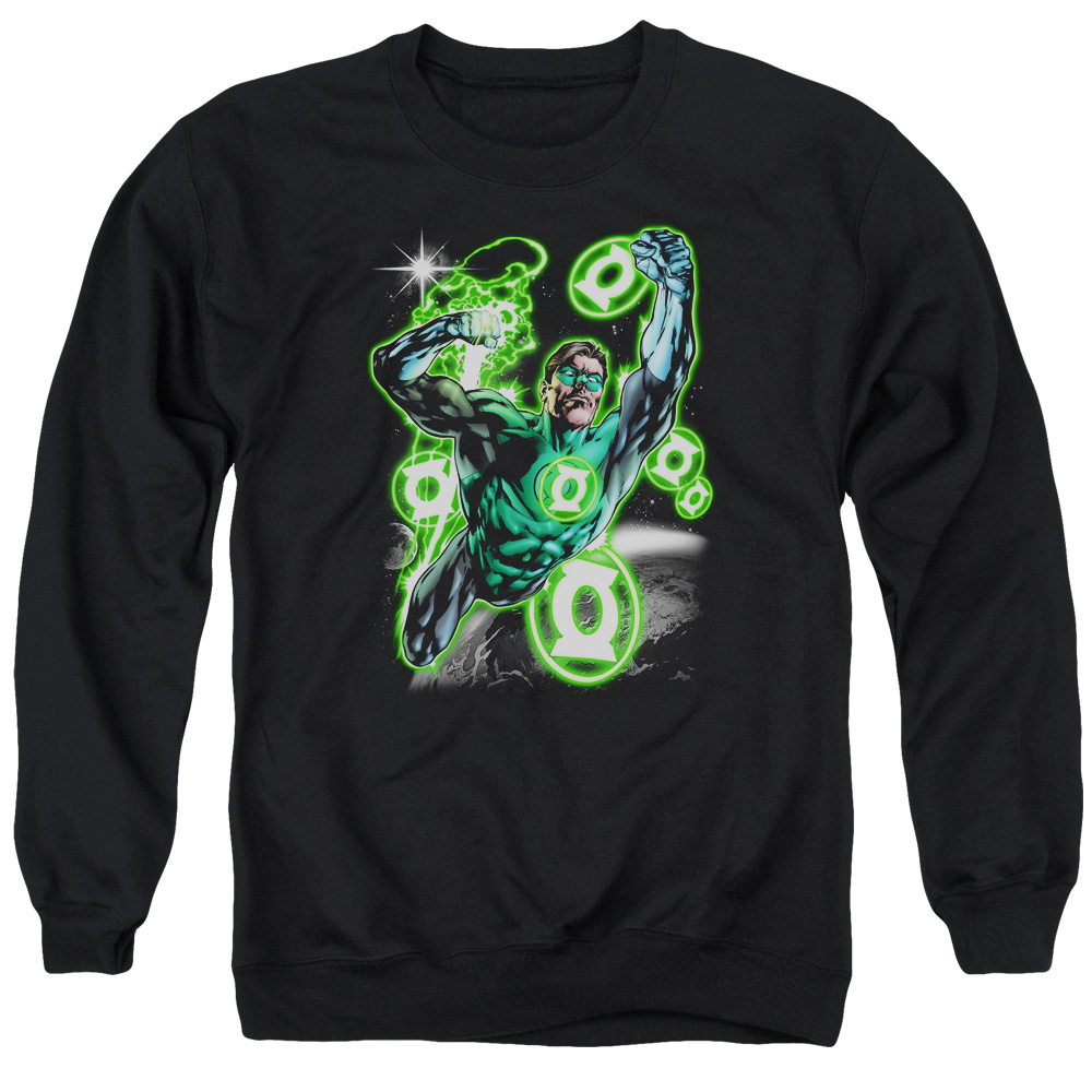 GL310-AS-2 Green Lantern Earth Sector Adult Crewneck Sweatshirt, Black - Medium