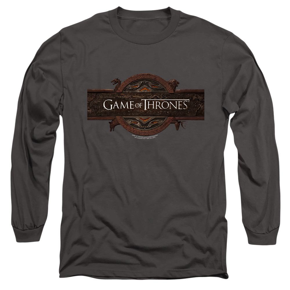 GOT220-AL-2 Game of Thrones Title Sequence Logo Adult Long Sleeve T-Shirt, Charcoal - Medium